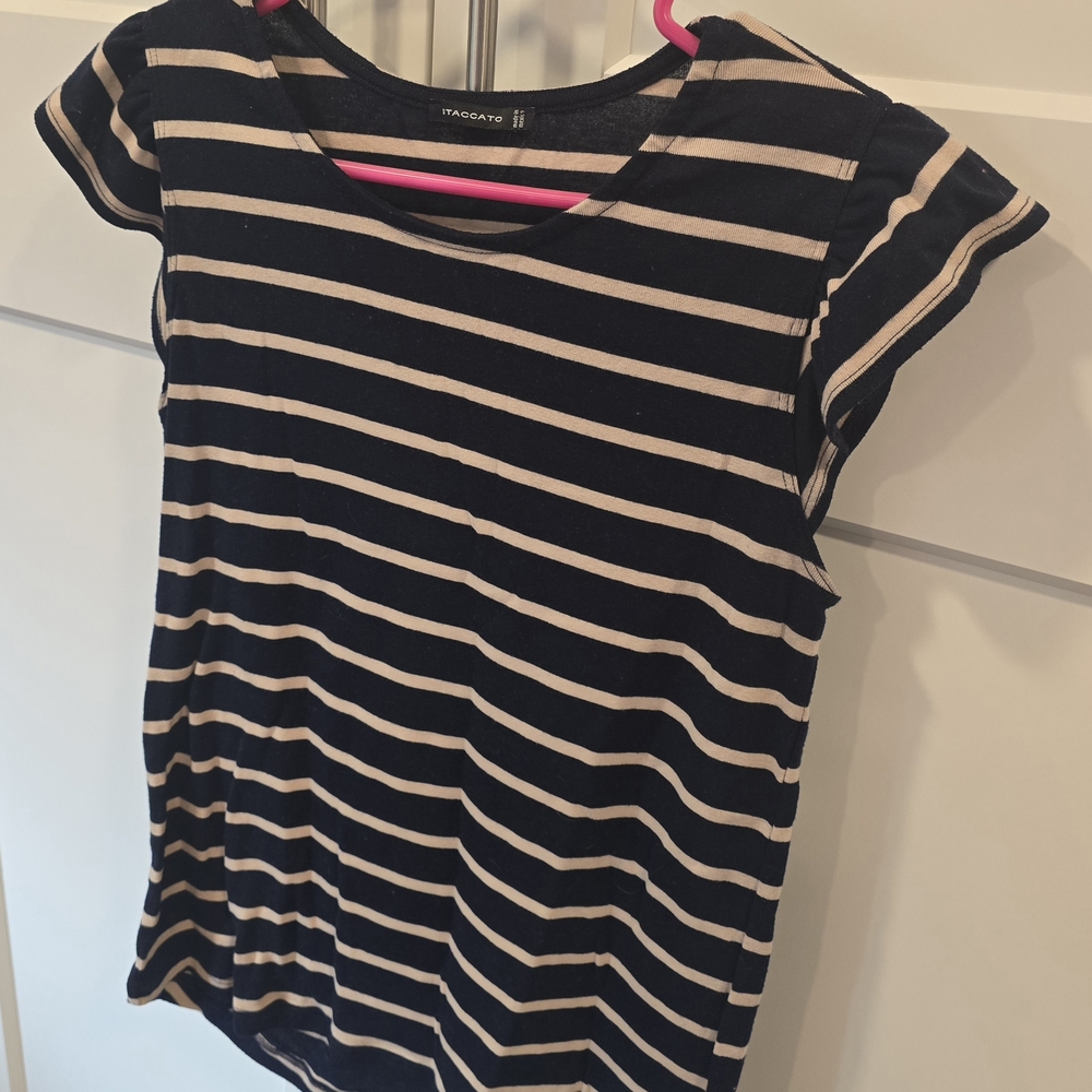 Staccato Navy and Cream Striped Short Sleeve Top